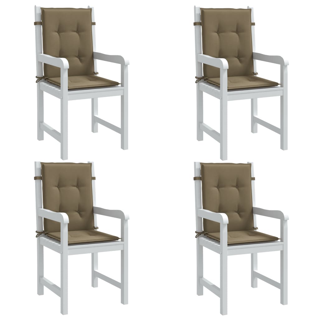 vidaXL Coussins de chaise à dossier bas lot de 4 taupe mélangé tissu