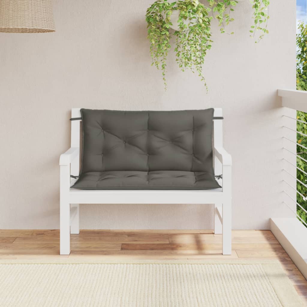 vidaXL Coussins de banc de jardin lot de 2 gris foncé mélangé tissu