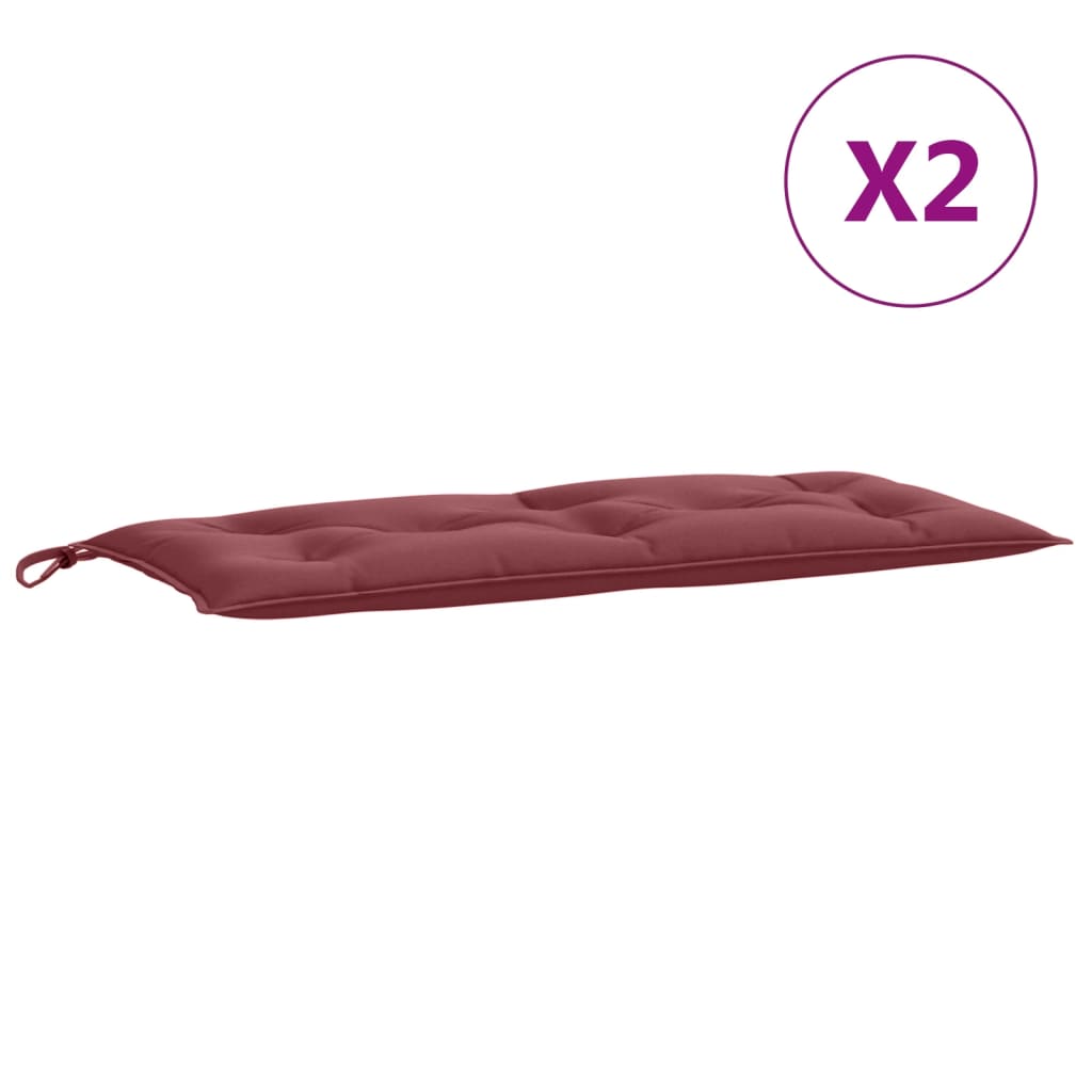 vidaXL Coussins de banc de jardin lot de 2 rouge bordeaux mélangé