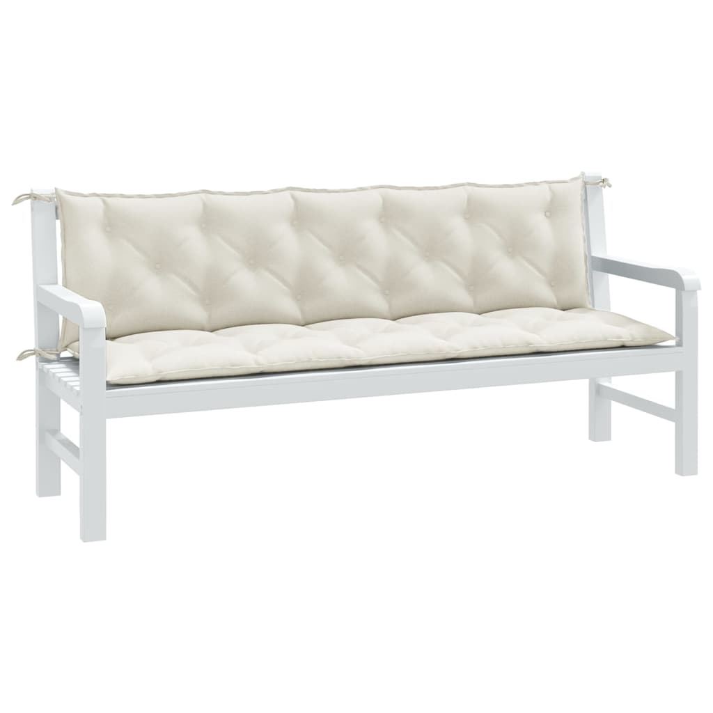 vidaXL Coussins de banc de jardin lot de 2 crème mélangé tissu