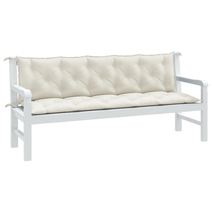 vidaXL Coussins de banc de jardin lot de 2 crème mélangé tissu