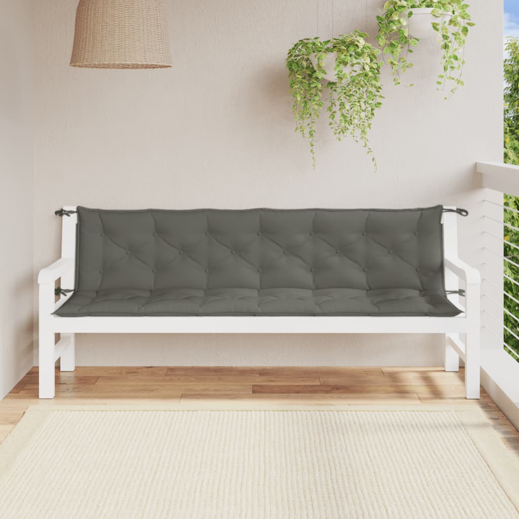 vidaXL Coussins de banc de jardin lot de 2 gris foncé mélangé tissu