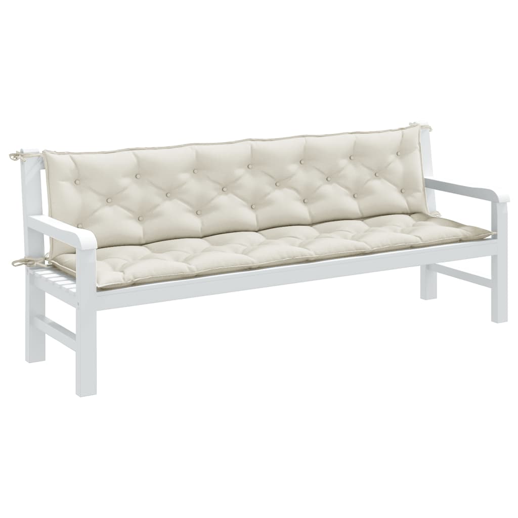 vidaXL Coussins de banc de jardin lot de 2 crème mélangé tissu