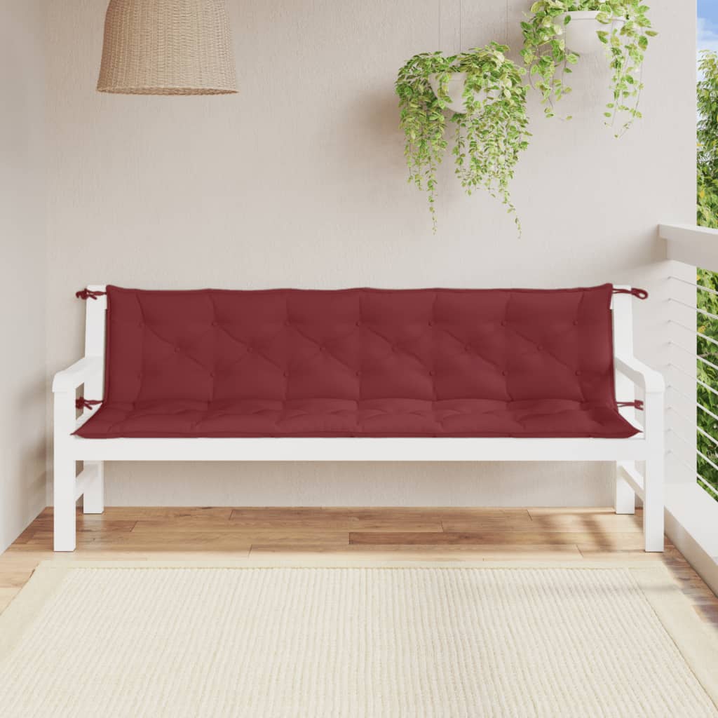 vidaXL Coussins de banc de jardin lot de 2 rouge bordeaux mélangé