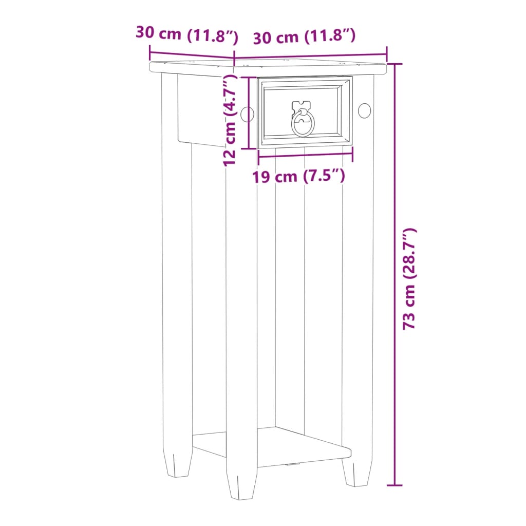 vidaXL Support pour plantes Corona 30x30x73 cm bois de pin massif