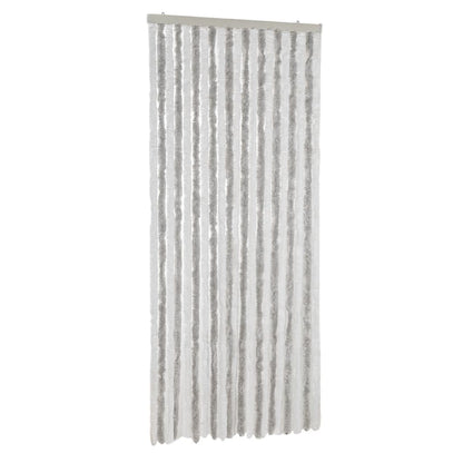 vidaXL Rideau anti-mouches gris clair et blanc 90x200 cm chenille