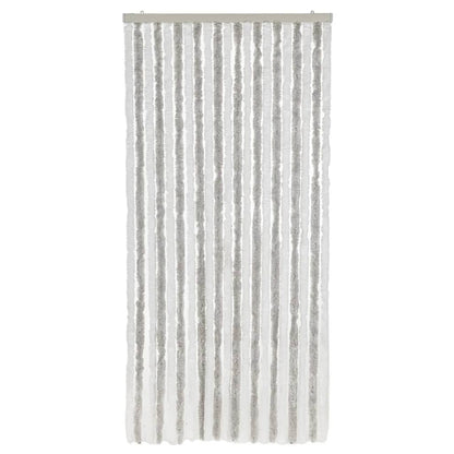 vidaXL Rideau anti-mouches gris clair et blanc 90x200 cm chenille
