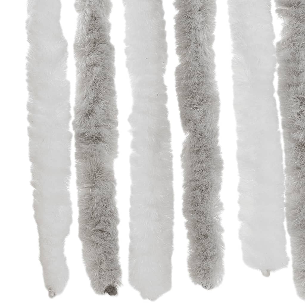 vidaXL Rideau anti-mouches gris clair et blanc 90x200 cm chenille