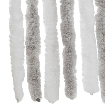 vidaXL Rideau anti-mouches gris clair et blanc 90x200 cm chenille