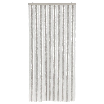 vidaXL Rideau anti-mouches gris clair et blanc 90x220 cm chenille