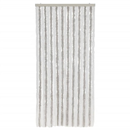 vidaXL Rideau anti-mouches gris clair et blanc 100x200 cm chenille