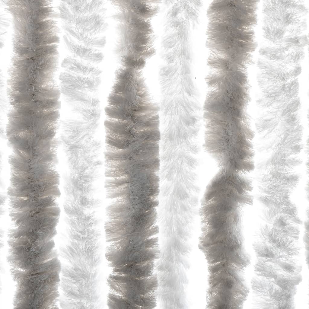 vidaXL Rideau anti-mouches gris clair et blanc 100x200 cm chenille