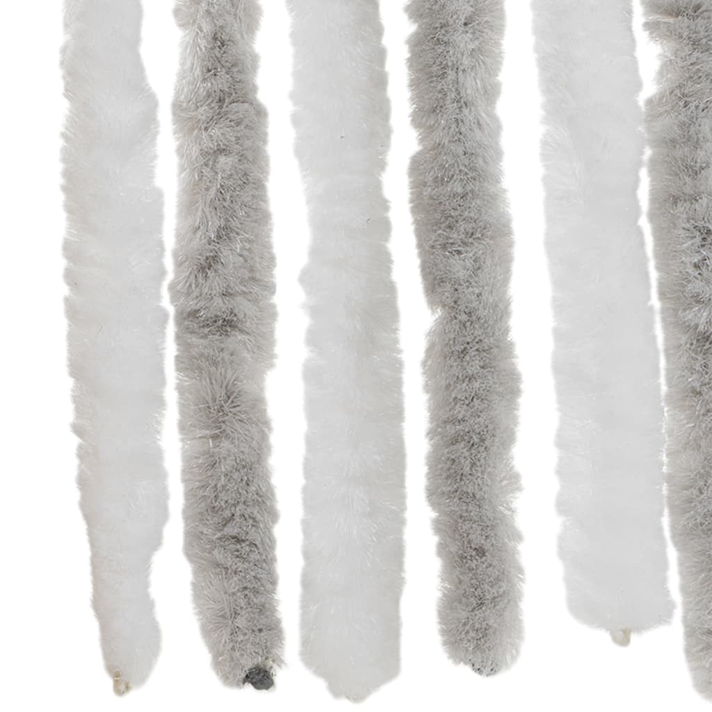 vidaXL Rideau anti-mouches gris clair et blanc 100x200 cm chenille