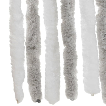 vidaXL Rideau anti-mouches gris clair et blanc 100x200 cm chenille