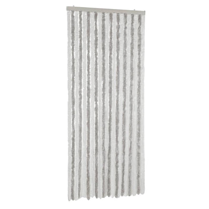 vidaXL Rideau anti-mouches gris clair et blanc 100x220 cm chenille