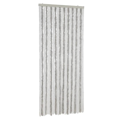 vidaXL Rideau anti-mouches gris clair et blanc 100x230 cm chenille