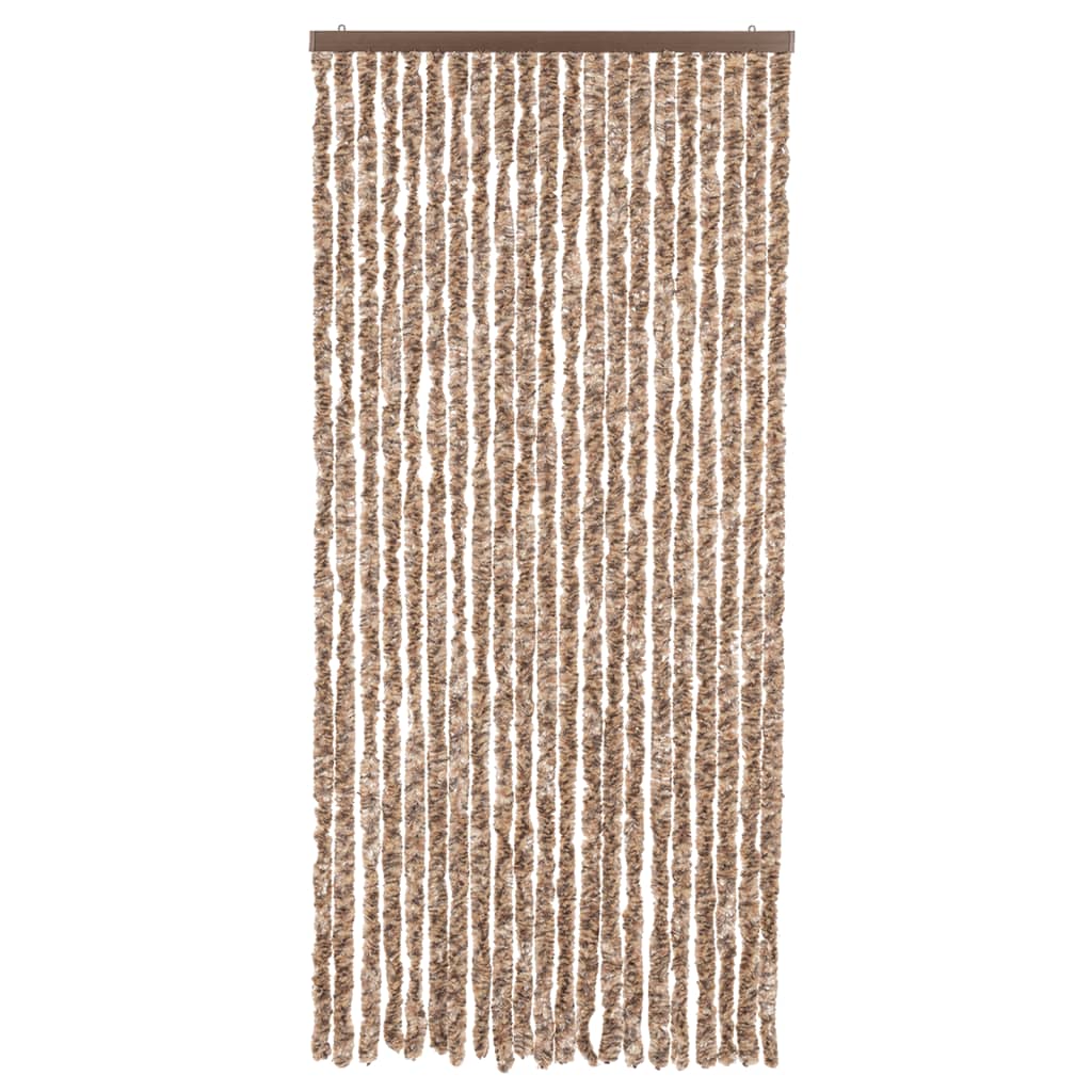 vidaXL Rideau anti-mouches beige et marron foncé 90x200 cm chenille