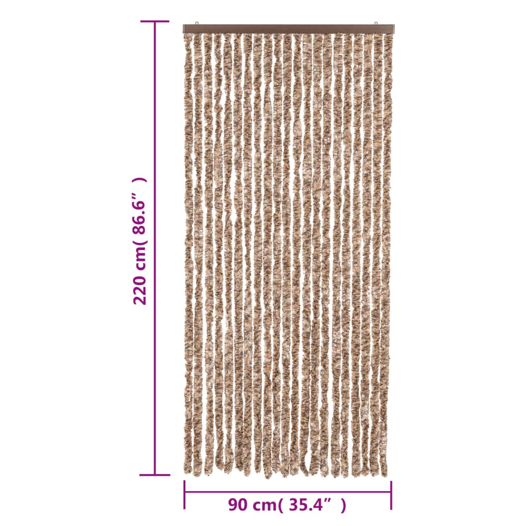 vidaXL Rideau anti-mouches beige et marron foncé 90x220 cm chenille