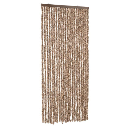 vidaXL Rideau anti-mouches beige et marron foncé 100x200 cm chenille