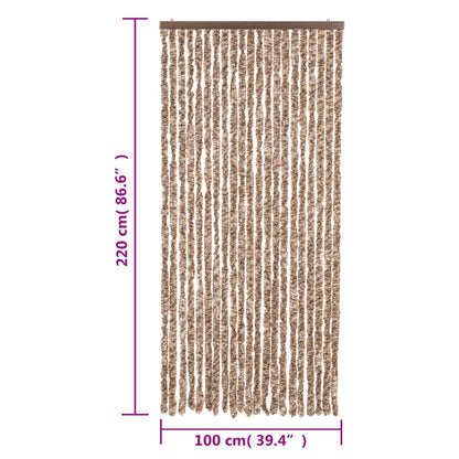 vidaXL Rideau anti-mouches beige et marron foncé 100x220 cm chenille