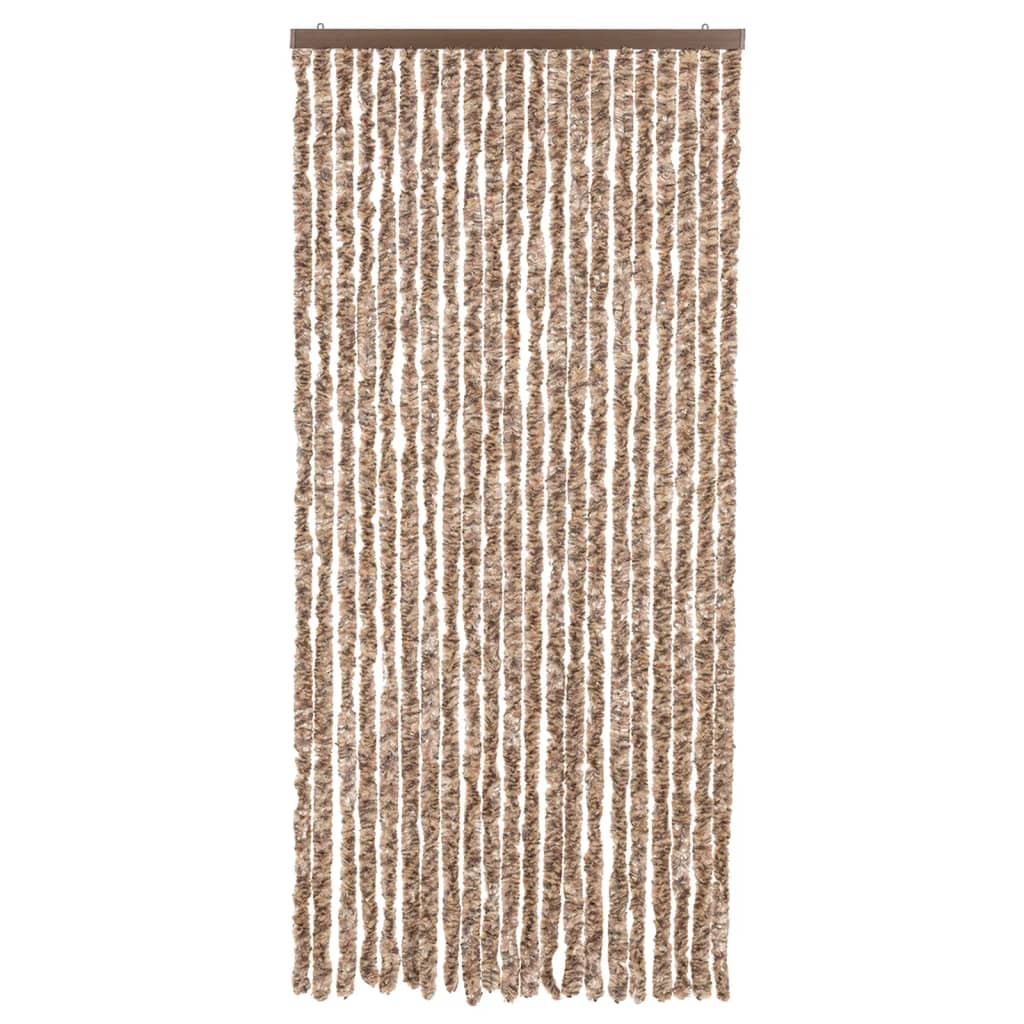 vidaXL Rideau anti-mouches beige et marron foncé 100x230 cm chenille