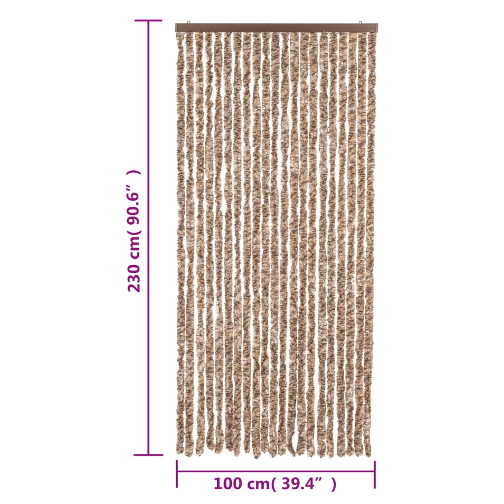 vidaXL Rideau anti-mouches beige et marron foncé 100x230 cm chenille