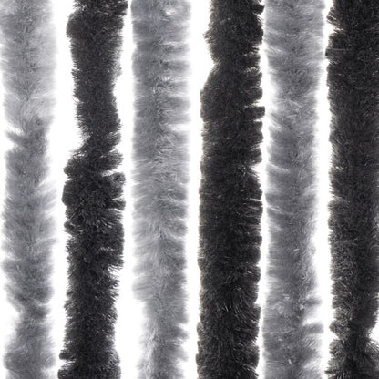 vidaXL Rideau anti-mouches gris et noir 90x220 cm chenille