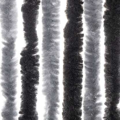vidaXL Rideau anti-mouches gris et noir 100x200 cm chenille