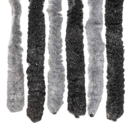 vidaXL Rideau anti-mouches gris et noir 100x220 cm chenille