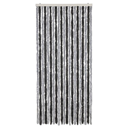 vidaXL Rideau anti-mouches gris et noir 100x230 cm chenille