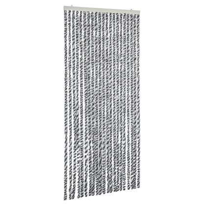 vidaXL Rideau anti-mouches gris et noir et blanc 90x220 cm chenille