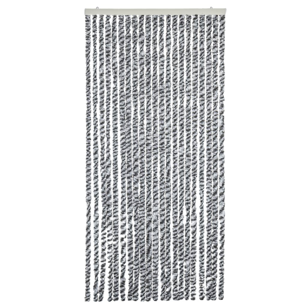 vidaXL Rideau anti-mouches gris et noir et blanc 90x220 cm chenille