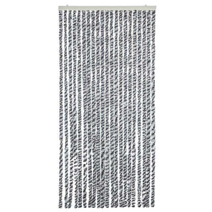 vidaXL Rideau anti-mouches gris et noir et blanc 90x220 cm chenille