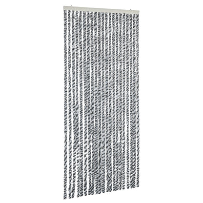 vidaXL Rideau anti-mouches gris et noir et blanc 100x200 cm chenille