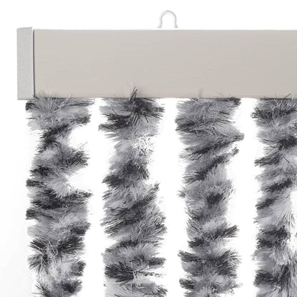 vidaXL Rideau anti-mouches gris et noir et blanc 100x200 cm chenille