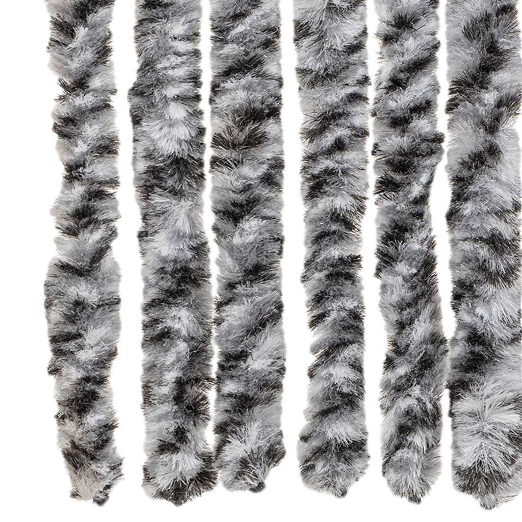 vidaXL Rideau anti-mouches gris et noir et blanc 100x200 cm chenille