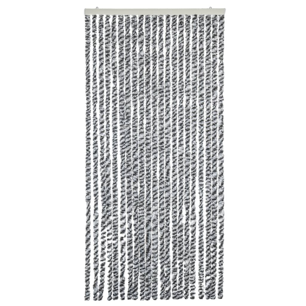 vidaXL Rideau anti-mouches gris et noir et blanc 100x220 cm chenille