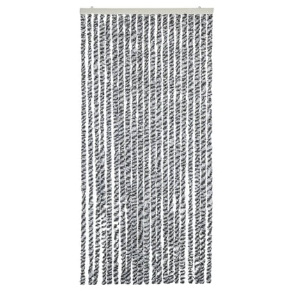 vidaXL Rideau anti-mouches gris et noir et blanc 100x220 cm chenille