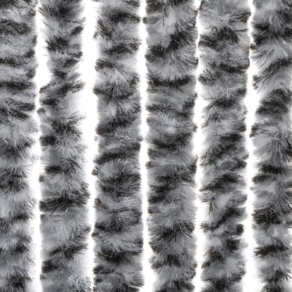 vidaXL Rideau anti-mouches gris et noir et blanc 100x220 cm chenille