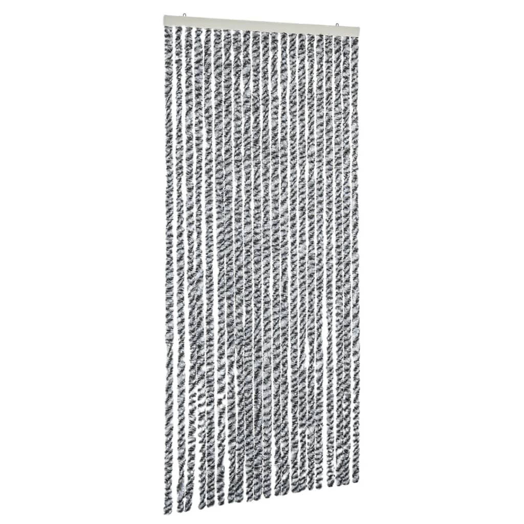 vidaXL Rideau anti-mouches gris et noir et blanc 100x230 cm chenille