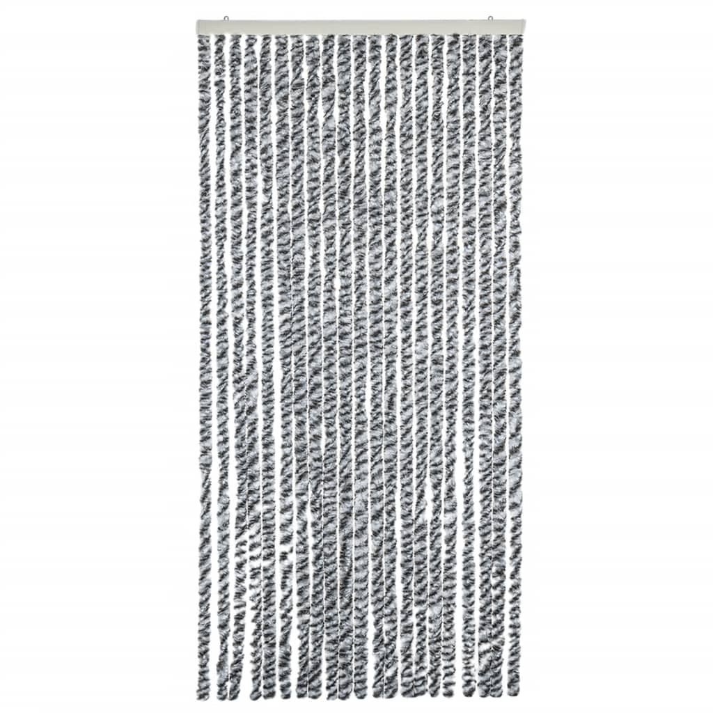 vidaXL Rideau anti-mouches gris et noir et blanc 100x230 cm chenille