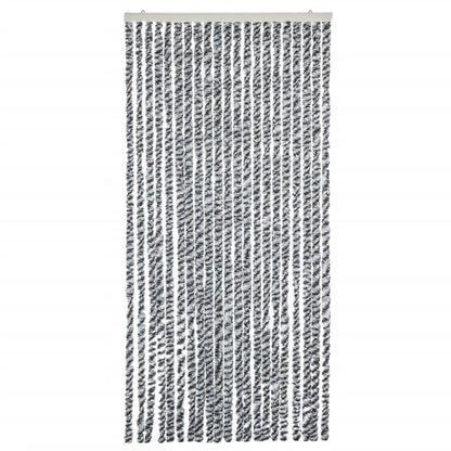 vidaXL Rideau anti-mouches gris et noir et blanc 100x230 cm chenille