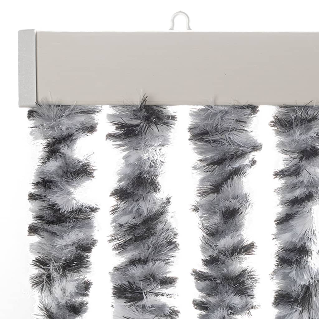 vidaXL Rideau anti-mouches gris et noir et blanc 100x230 cm chenille