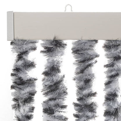 vidaXL Rideau anti-mouches gris et noir et blanc 100x230 cm chenille