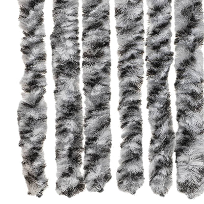 vidaXL Rideau anti-mouches gris et noir et blanc 100x230 cm chenille