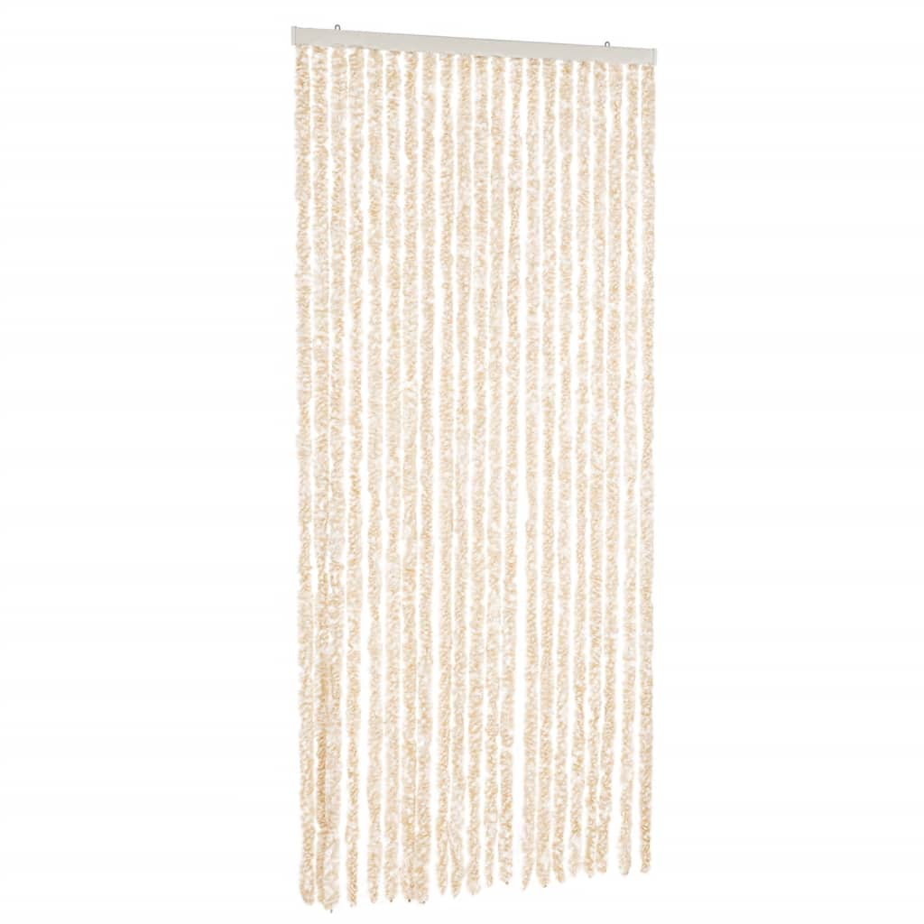 vidaXL Rideau anti-mouches beige et blanc 100x220 cm chenille