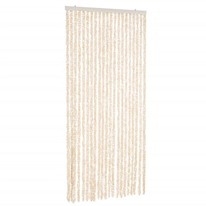vidaXL Rideau anti-mouches beige et blanc 100x220 cm chenille