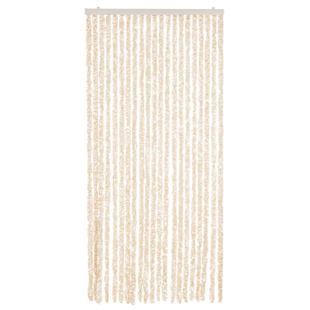 vidaXL Rideau anti-mouches beige et blanc 100x220 cm chenille