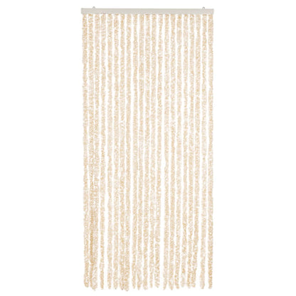 vidaXL Rideau anti-mouches beige et blanc 100x220 cm chenille