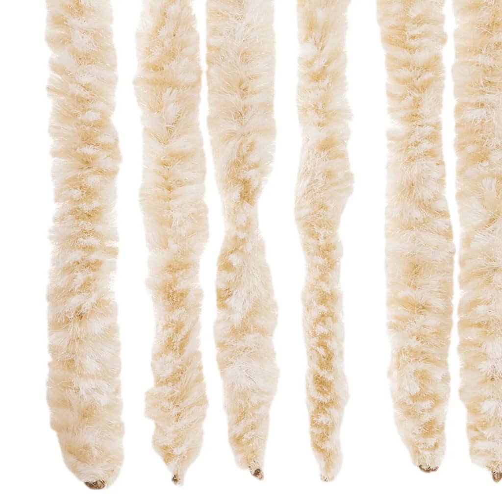 vidaXL Rideau anti-mouches beige et blanc 100x220 cm chenille